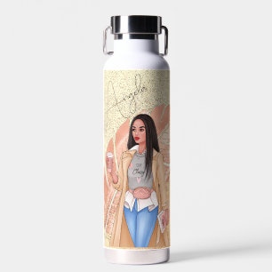 Bouteille d'eau rose et or pour femme fashionista