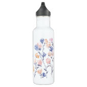 Bouteille D'eau Rose et violet | Monogramme de fleurs d'aquarelle (Droite)