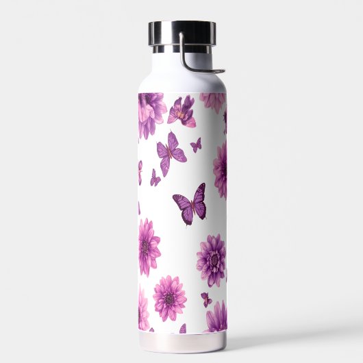 Bouteille d'eau rose - Fleur rose inoxydable (Gauche)