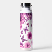 Bouteille d'eau rose - Fleur rose inoxydable (Avant)