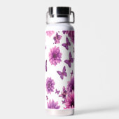Bouteille d'eau rose - Fleur rose inoxydable (Arrière)