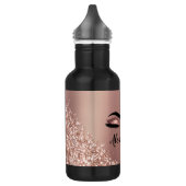 Bouteille D'eau Rose Gold Blush Pink Monogram Glitter Eyelashes (Gauche)