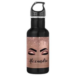 Bouteille D'eau Rose Gold Glitter Sparkle Eyelashes Monogram