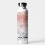 Bouteille D'eau Rose Gold Parties scintillant Drives Marble Nom pe<br><div class="desc">Trendy Chic Cute Rose Gold Custom Name Water Bottle</div>