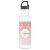 Bouteille D'eau Rose Parties scintillant or Blush Monogramme perso (Devant)