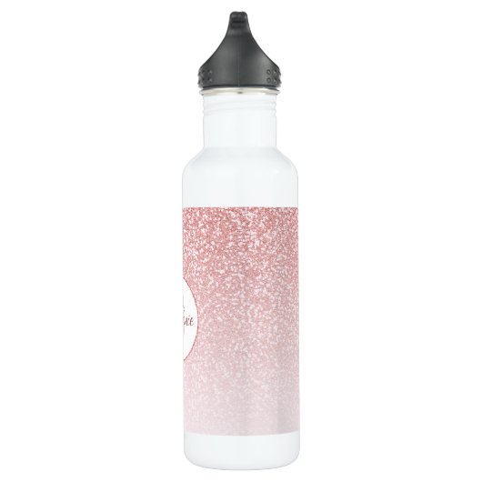 Bouteille D'eau Rose Parties scintillant or Blush Monogramme perso (Droite)