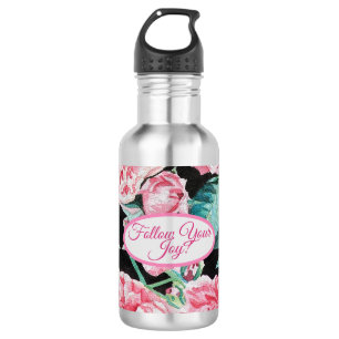 Bouteille D'eau Rose Rose Roses floral Suivez votre Motif de joie