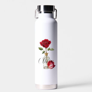 Bouteille D'eau Rose rouge et pétale