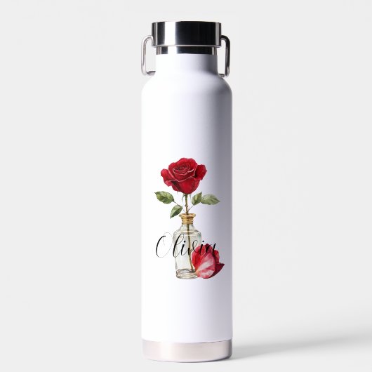 Bouteille D'eau Rose rouge et pétale (Avant)