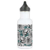 Bouteille D'eau Roses blanches avec feuilles bleus (Droite)