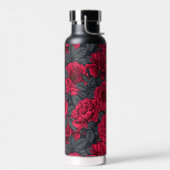 Bouteille D'eau Roses rouges avec feuilles gris (Gauche)