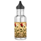 Bouteille D'eau Roses rouges et blanches entrelacées. (Gauche)