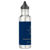 Bouteille D'eau Roue de bateau en or nautique, Bleu marine (Gauche)
