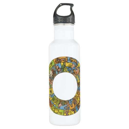 Bouteille D'eau Roue vintage céleste, Zodiaque astrologique (Devant)