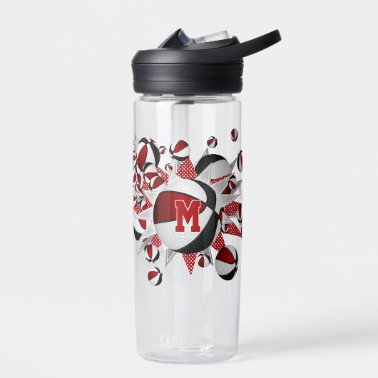 Bouteille D'eau rouge noir basketballs stars filles monogrammed (Gauche)