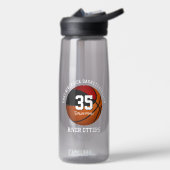 Bouteille D'eau Rouge noir équipe de basket couleurs nom du club (Gauche)