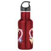 Bouteille d'eau rouge vibrant avec papillon enchan (Devant)