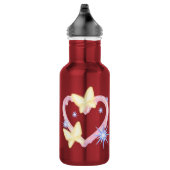 Bouteille d'eau rouge vibrant avec papillon enchan (Droite)