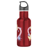 Bouteille d'eau rouge vibrant avec papillon enchan (Dos)
