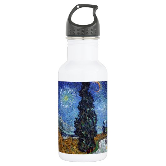 Bouteille D'eau Route avec cyprès Impressionnisme de Van Gogh (Devant)