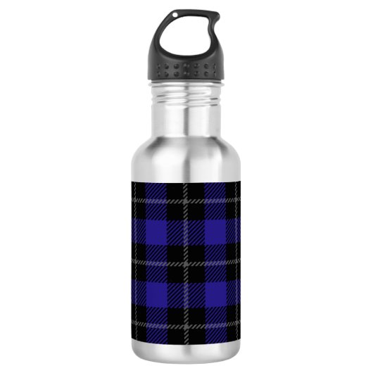 Bouteille D'eau Royal Blue Black Plaid (Devant)