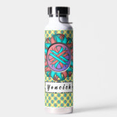 Bouteille D'eau Ruban de trèfle rose Turquoise par Kenneth Yoncich (Gauche)