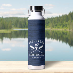 Bouteille D'eau Russe Nom de famille Lake House Marine Blue Wood