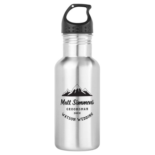 Bouteille D'eau Rustic Mountain Mariage Groomsman Cadeau Cool mode (Devant)