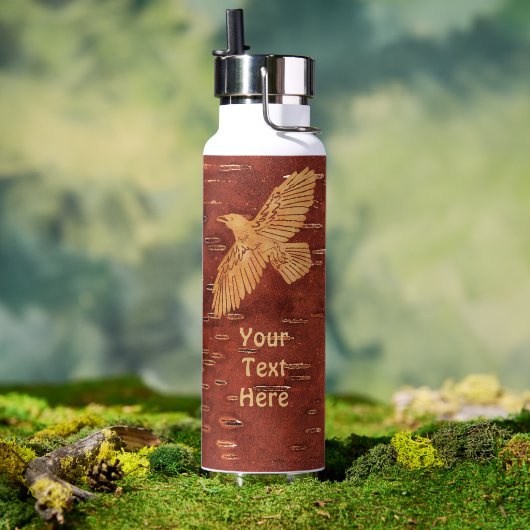 Bouteille D'eau Rustic Raven On Inner Birch Bark (Extérieur (pivotée))