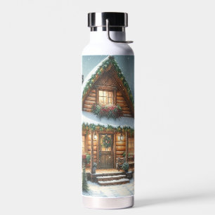 Bouteille D'eau Rustique hiver/Noël cabine enneigé