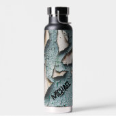 Bouteille D'eau Rustique vieux bleu vert peinture bois Nom personn (Gauche)