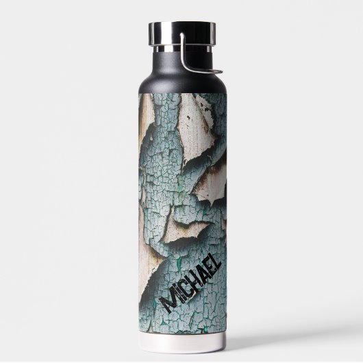 Bouteille D'eau Rustique vieux bleu vert peinture bois Nom personn (Gauche)