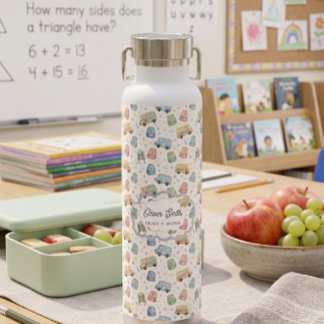 Bouteille D'eau Sac à dos personnalisé avec un bus scolaire aquare