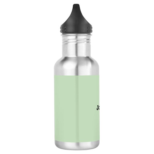 Bouteille D'eau Sage clair Vert Minimal Simple Nom Personnalisé (Gauche)