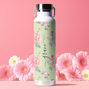 Bouteille D'eau Sage Green Blush rose mignonne Girl Boho Floral
