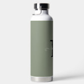 Bouteille D'eau Sage Green Elegant Monogramme Nom du script Initia (Droite)