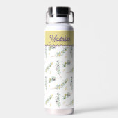 Bouteille D'eau Sage Green Olive Branch Monogram Name (Arrière)