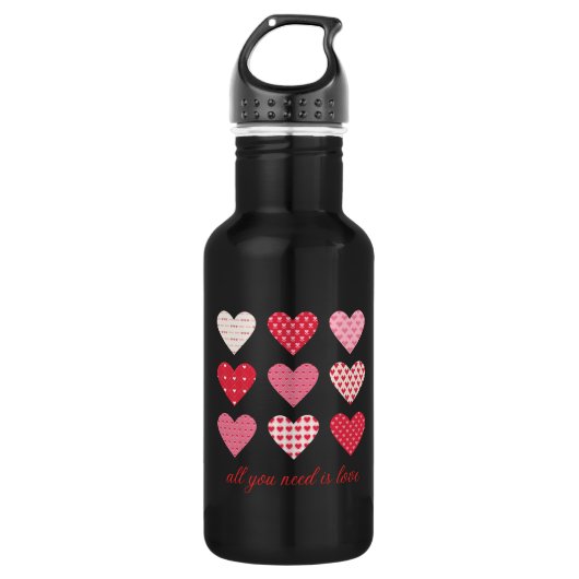 Bouteille D'eau Saint-Valentin 2023 Coeurs doux (Devant)