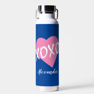 Bouteille D'eau Saint-Valentin Coeur rose embrasse Hugs XOXO Bleu