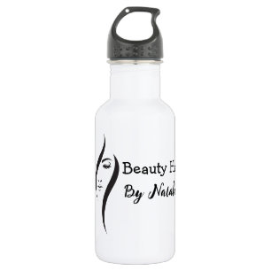 Bouteille D'eau Salon De Beauté Simple Minimal Blanc Et Noir