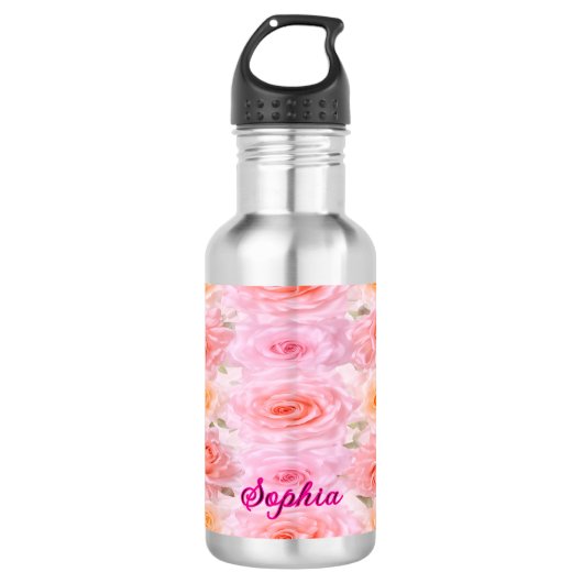 Bouteille D'eau Satin Roses Personalized Water Bottle (Devant)