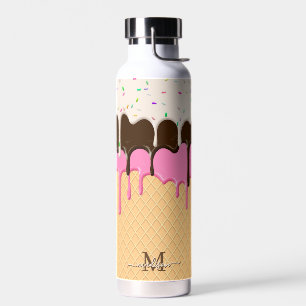 Bouteille D'eau Saupoudrer de crème glacée arroser de cône de gauf