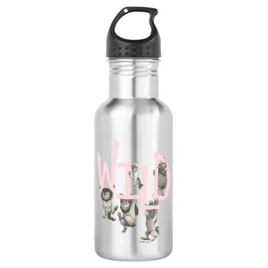 Bouteille D'eau SAUVAGE | Wild Things et Max - Rose (Devant)