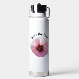 Bouteille D'eau Sauvez les abeilles rose Hollyhock