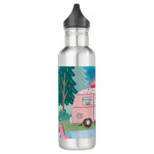 Bouteille D'eau Scène de camping Whimsical Pink Camper Van Camping (Gauche)