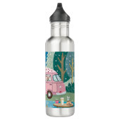 Bouteille D'eau Scène de camping Whimsical Pink Camper Van Camping (Droite)