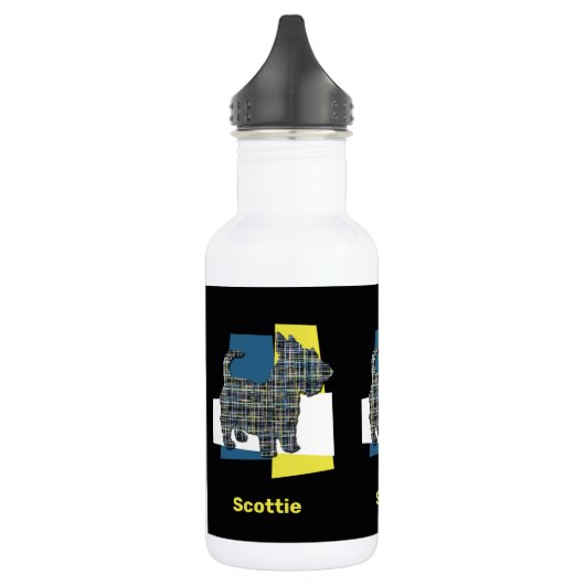Bouteille D'eau Scottish Terrier Scottie Chien Silhouette Y&B Grid (Gauche)