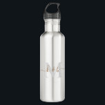 Bouteille D'eau Script de lavage de monogramme or et gris<br><div class="desc">Bouteille d'eau en acier inoxydable en or et gris moderne. Police combinée. Lave-toi. Simple.</div>