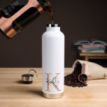 Bouteille D'eau Script de monogramme rose vierge moderne<br><div class="desc">Monogramme rose vierge moderne Personnaliser de script avec votre initiale et votre nom</div>