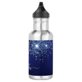 Bouteille D'eau Script de nom de parties scintillant bleue (Droite)